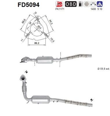 Filtru funingine/particule, sist.de esapament AS FD5094