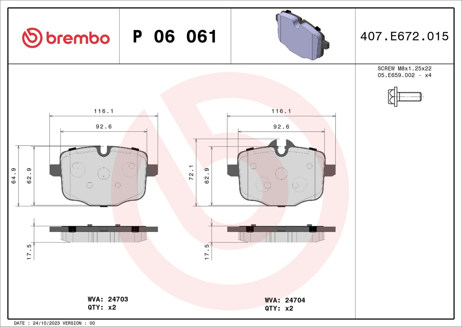 set placute frana,frana disc BREMBO PRIME LINE P 06 061