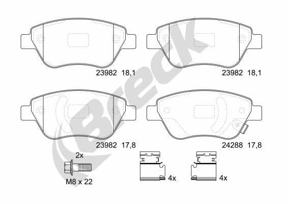 set placute frana,frana disc BRECK 23982 00 702 10