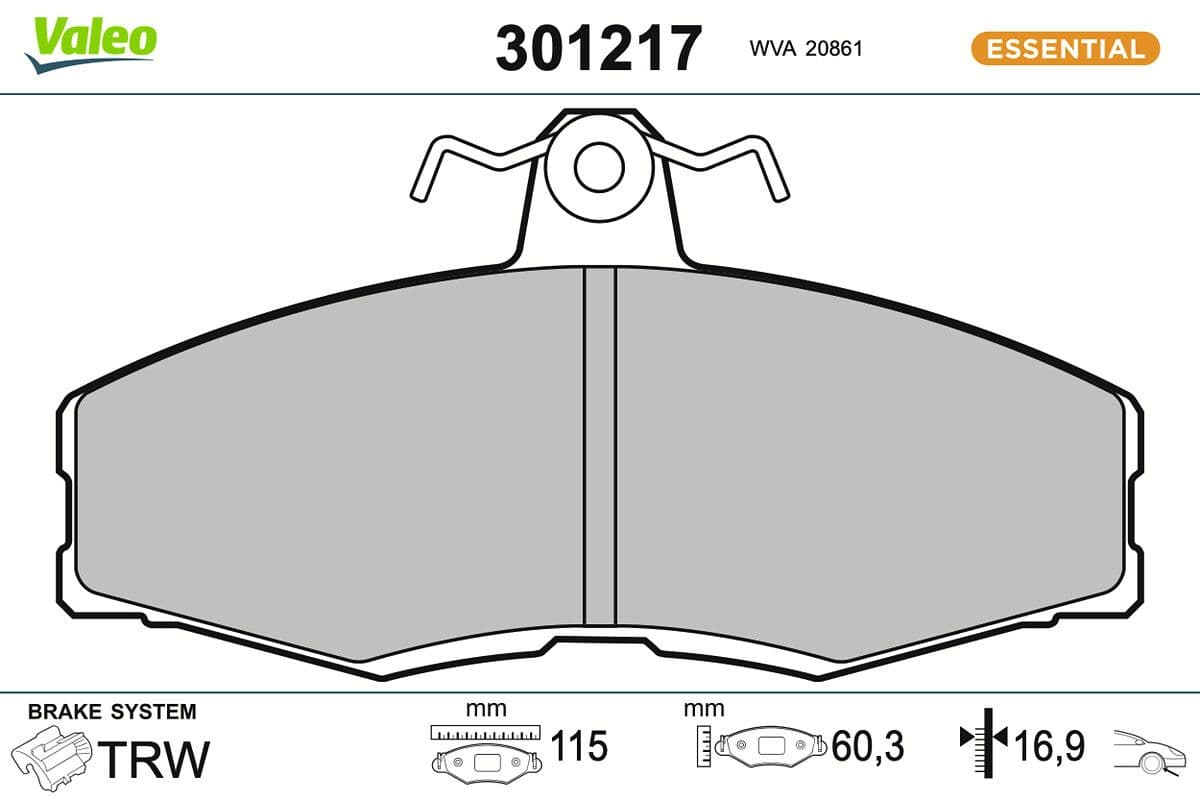 set placute frana,frana disc VALEO ESSENTIAL 301217