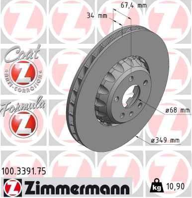 Disc frana ZIMMERMANN FORMULA Z 100.3391.75