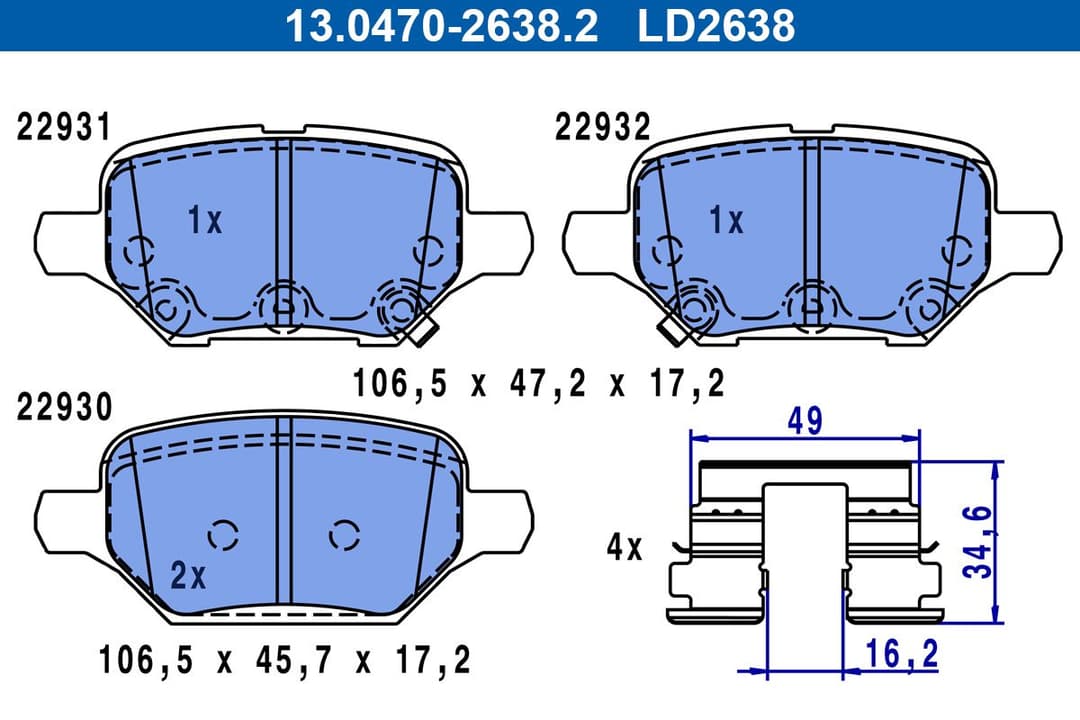 set placute frana,frana disc ATE Ceramic 13.0470-2638.2