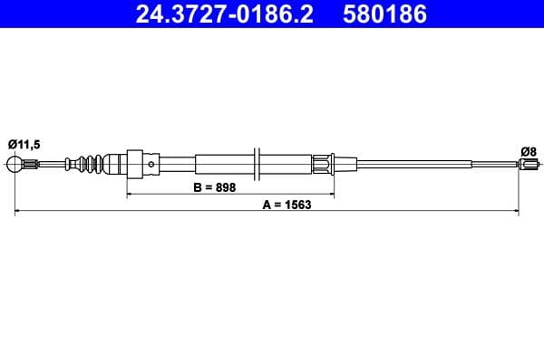 Cablu, frana de parcare ATE 24.3727-0186.2