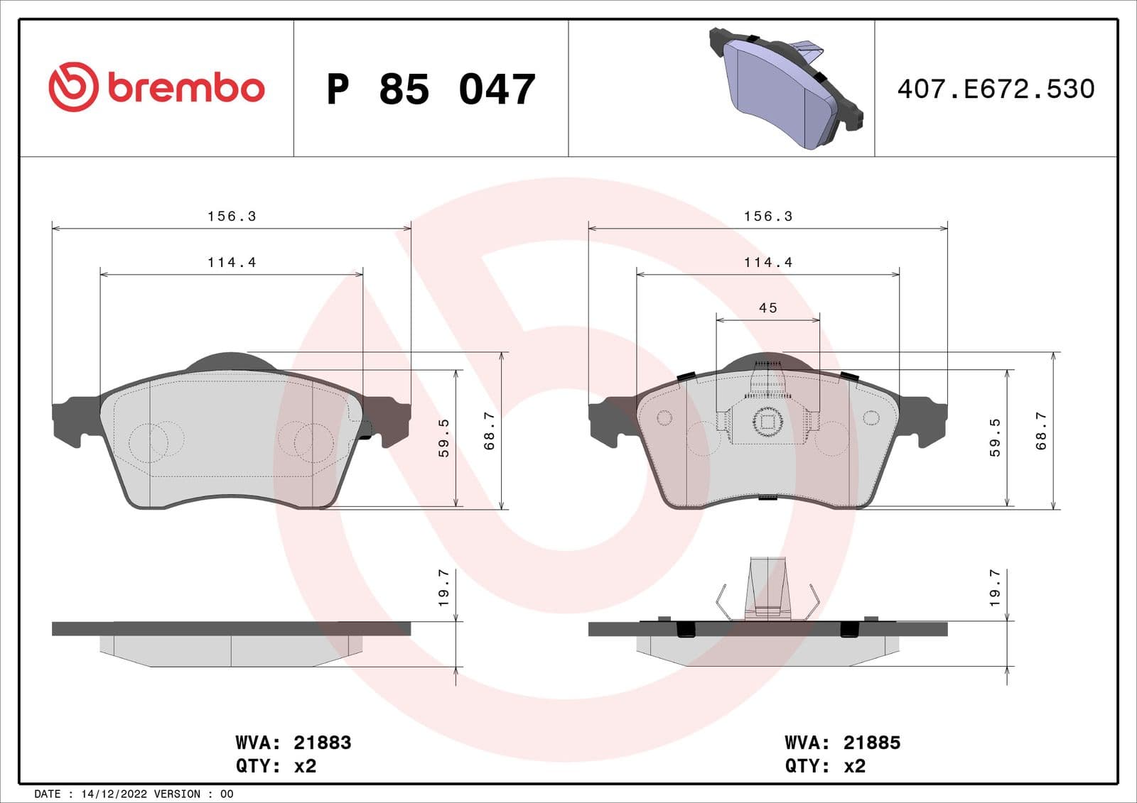set placute frana,frana disc BREMBO PRIME LINE P 85 047