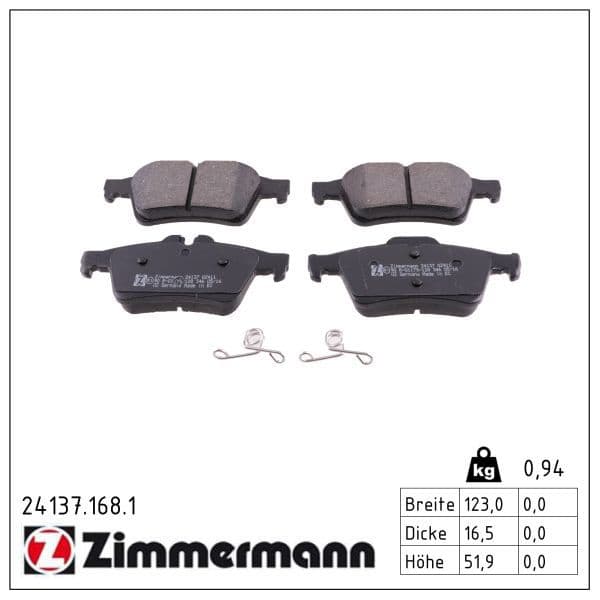 set placute frana,frana disc ZIMMERMANN 24137.168.1