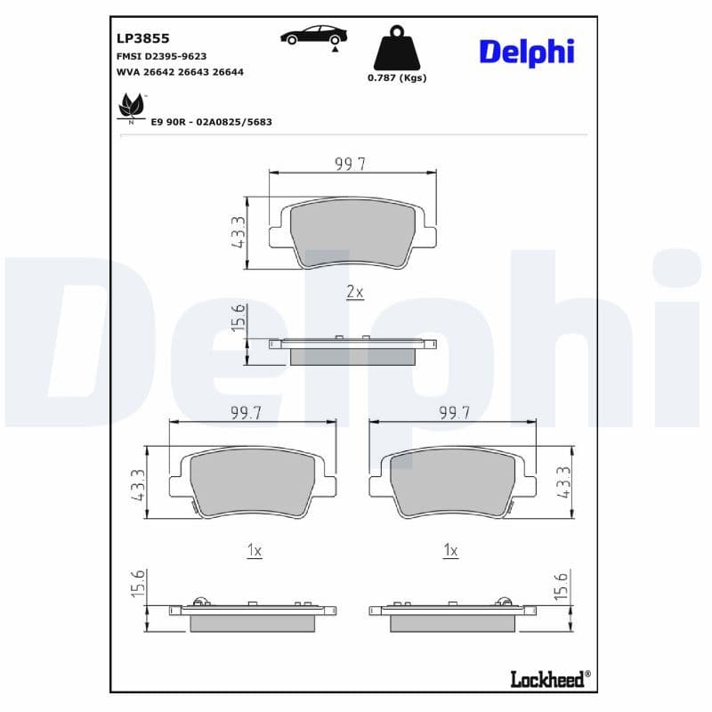set placute frana,frana disc DELPHI LP3855