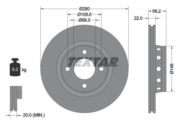 Disc frana TEXTAR 92060600