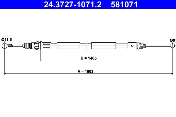Cablu, frana de parcare ATE 24.3727-1071.2