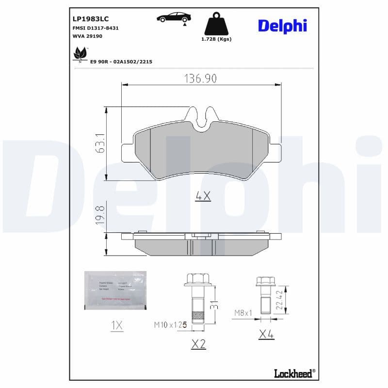 set placute frana,frana disc DELPHI LP1983LC