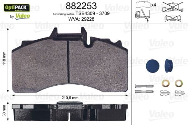 set placute frana,frana disc VALEO OPTIPACK 882253