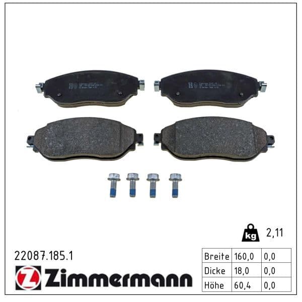 set placute frana,frana disc ZIMMERMANN 22087.185.1