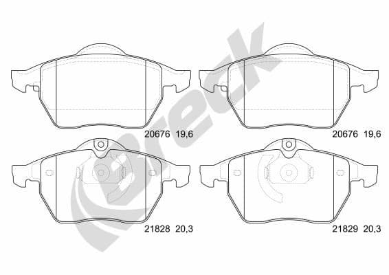 set placute frana,frana disc BRECK 21829 00 701 00