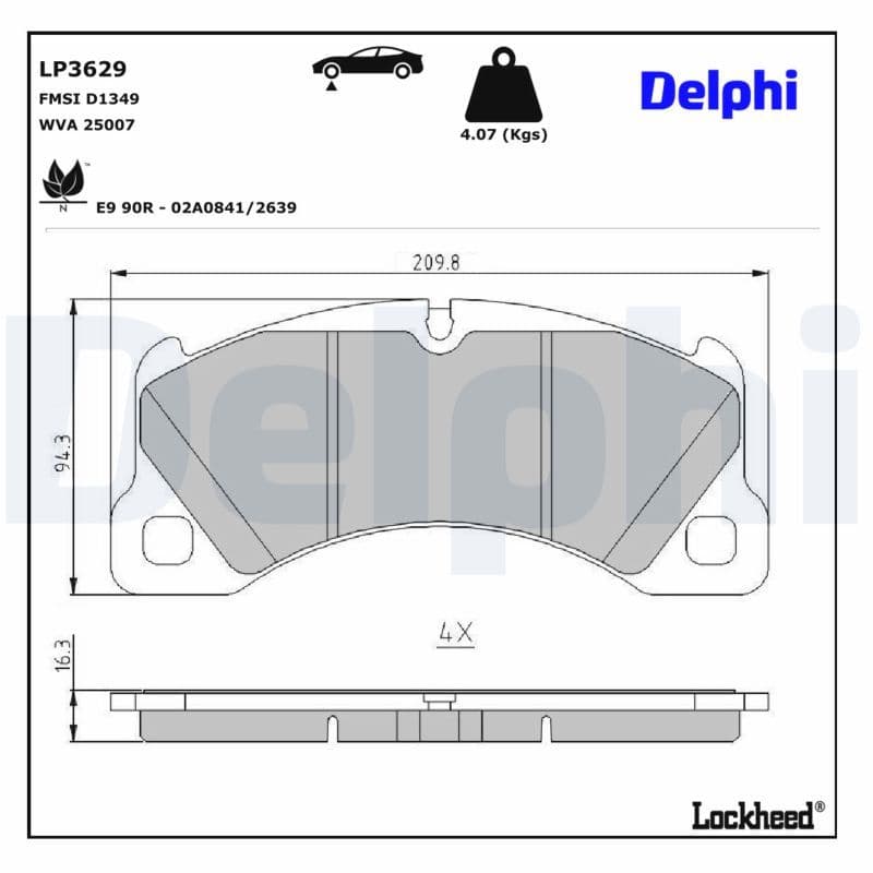 set placute frana,frana disc DELPHI LP3629