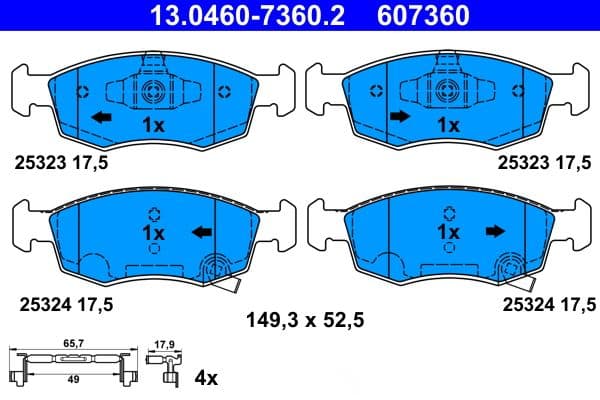 set placute frana,frana disc ATE 13.0460-7360.2
