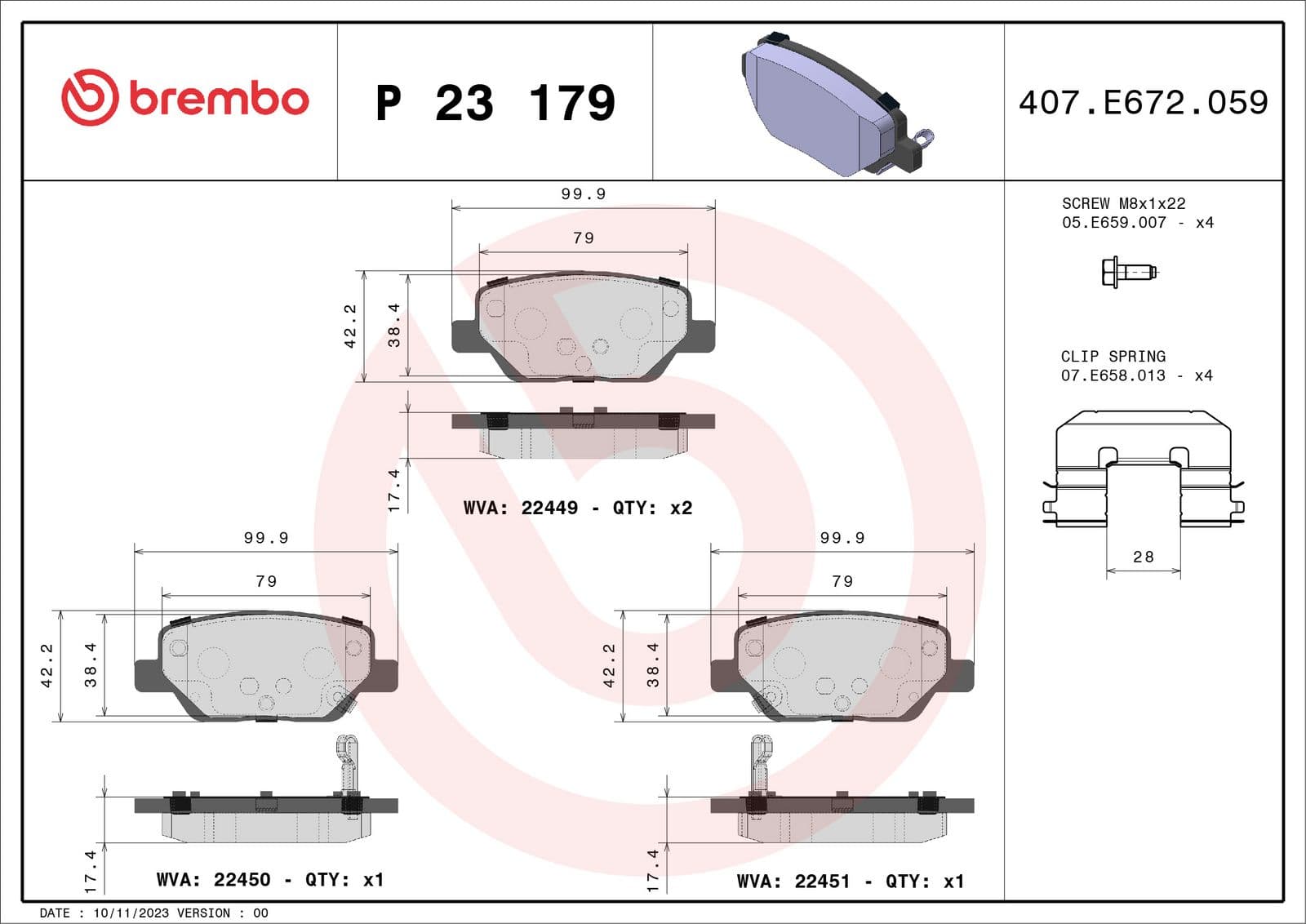 set placute frana,frana disc BREMBO PRIME LINE P 23 179