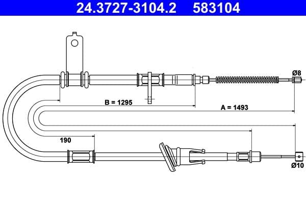 Cablu, frana de parcare ATE 24.3727-3104.2