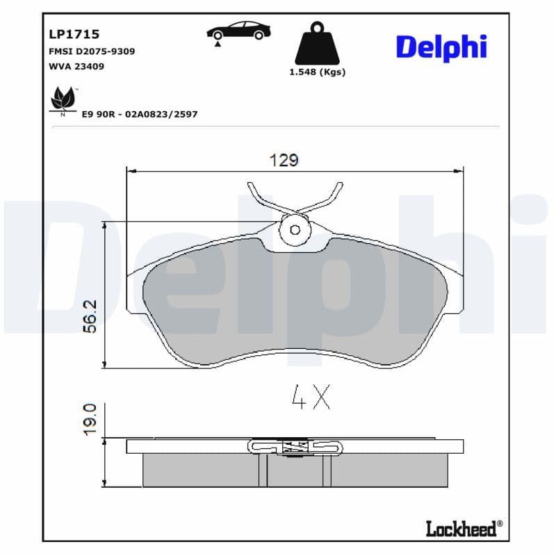 set placute frana,frana disc DELPHI LP1715