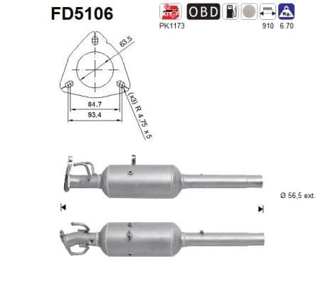 Filtru funingine/particule, sist.de esapament AS FD5106
