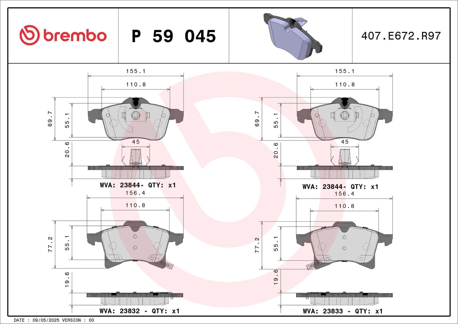 set placute frana,frana disc BREMBO XTRA LINE P 59 045X