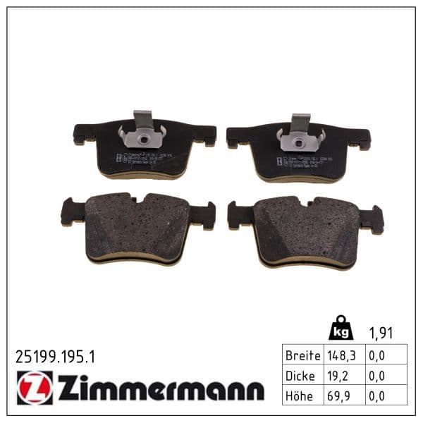 set placute frana,frana disc ZIMMERMANN 25199.195.1