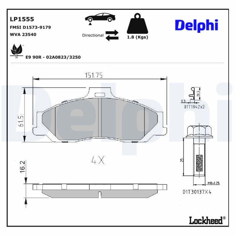 set placute frana,frana disc DELPHI LP1555