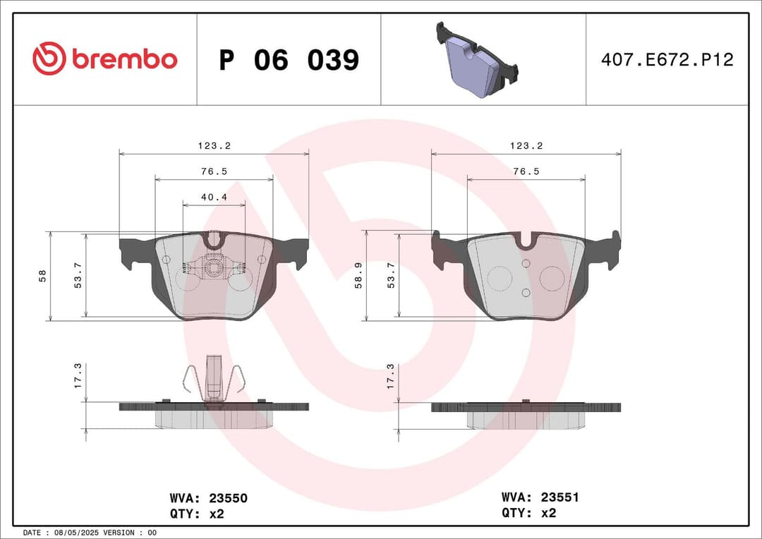 set placute frana,frana disc BREMBO PRIME LINE P 06 039