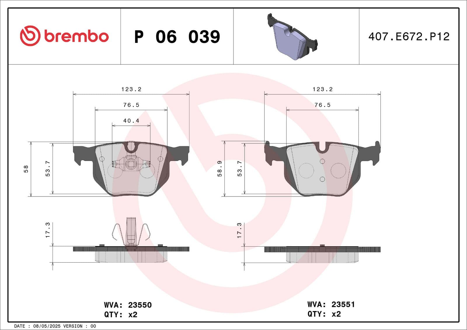set placute frana,frana disc BREMBO PRIME LINE P 06 039