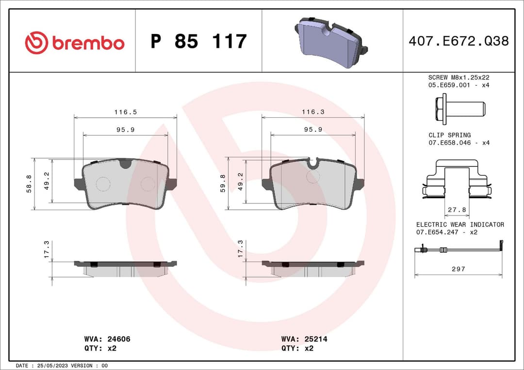 set placute frana,frana disc BREMBO PRIME LINE P 85 117