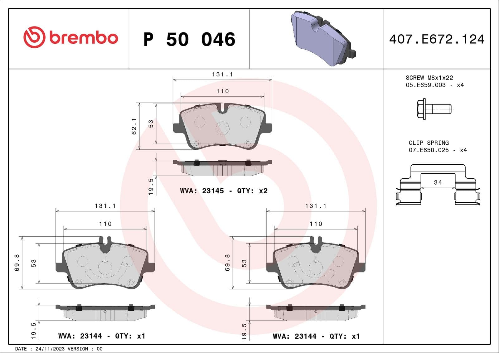 set placute frana,frana disc BREMBO PRIME LINE P 50 046
