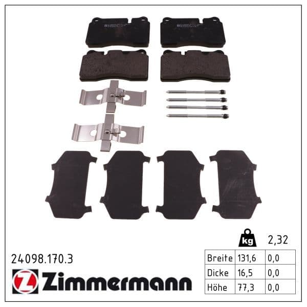 set placute frana,frana disc ZIMMERMANN 24098.170.3