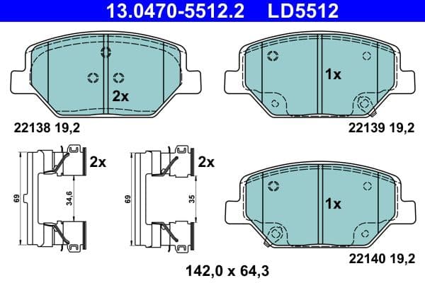 set placute frana,frana disc ATE Ceramic 13.0470-5512.2