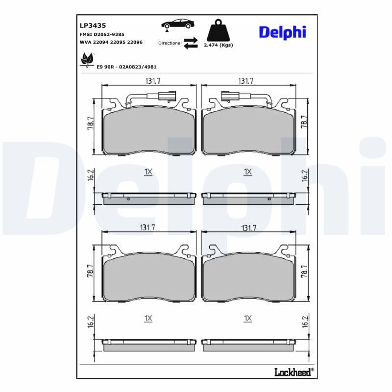 set placute frana,frana disc DELPHI LP3435