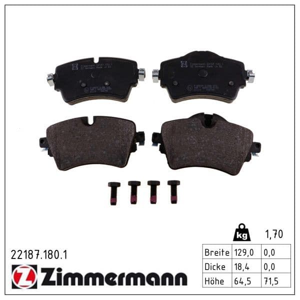 set placute frana,frana disc ZIMMERMANN 22187.180.1