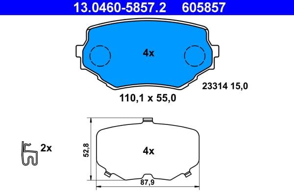 set placute frana,frana disc ATE 13.0460-5857.2