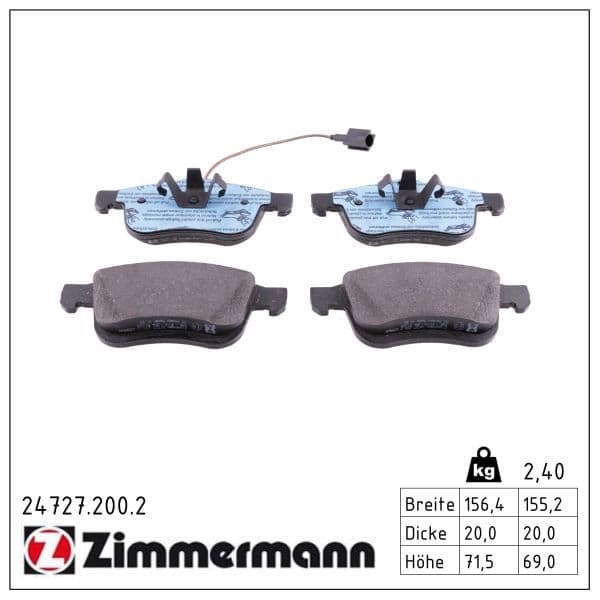 set placute frana,frana disc ZIMMERMANN 24727.200.2
