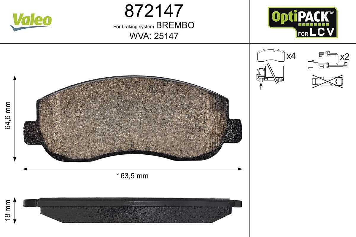set placute frana,frana disc VALEO 872147
