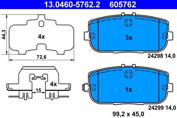 set placute frana,frana disc ATE 13.0460-5762.2