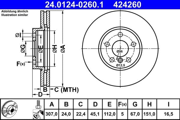 Disc frana ATE 24.0124-0260.1
