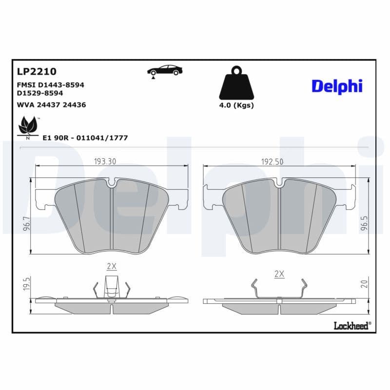 set placute frana,frana disc DELPHI LP2210