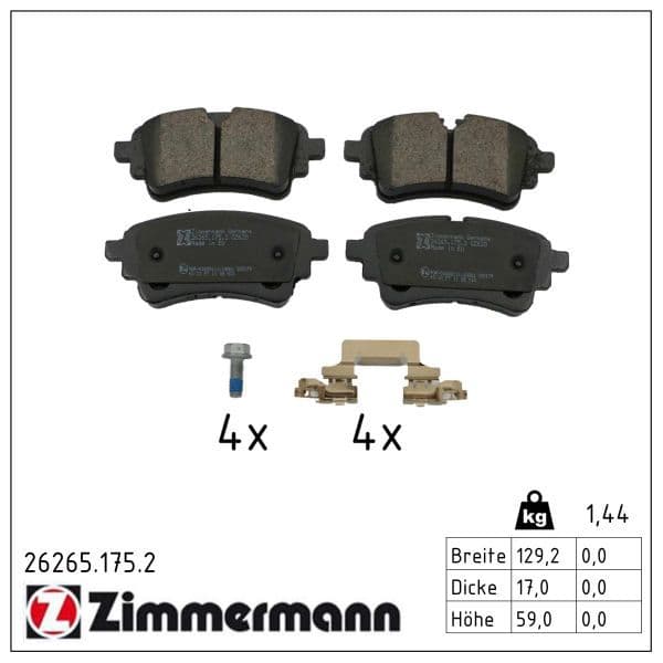 set placute frana,frana disc ZIMMERMANN 26265.175.2