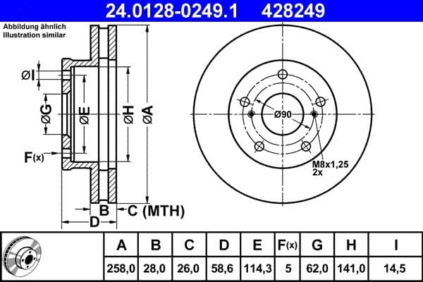 Disc frana ATE 24.0128-0249.1