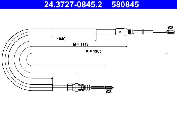 Cablu, frana de parcare ATE 24.3727-0845.2
