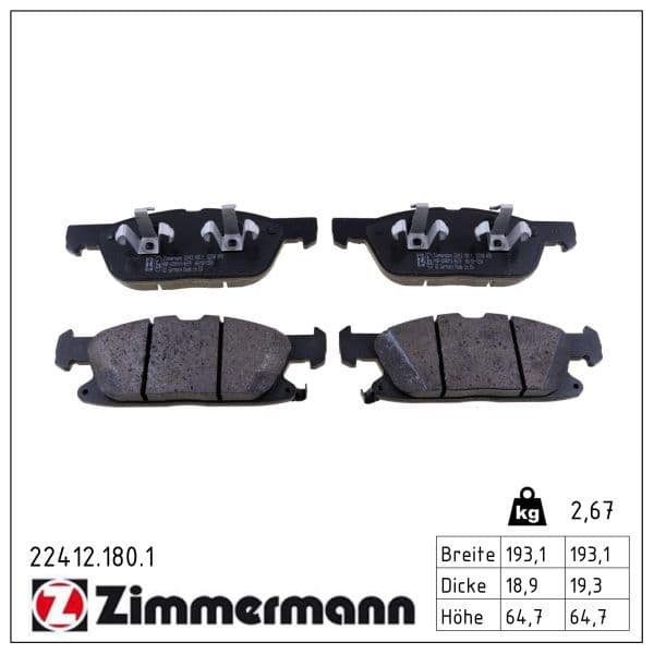 set placute frana,frana disc ZIMMERMANN 22412.180.1