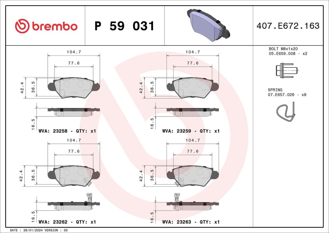 set placute frana,frana disc BREMBO PRIME LINE P 59 031
