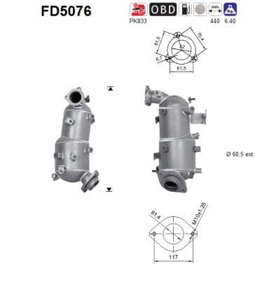 Filtru funingine/particule, sist.de esapament AS FD5076