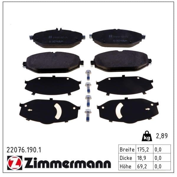 set placute frana,frana disc ZIMMERMANN 22076.190.1