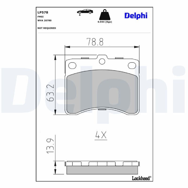 set placute frana,frana disc DELPHI LP578