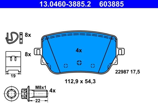 set placute frana,frana disc ATE 13.0460-3885.2