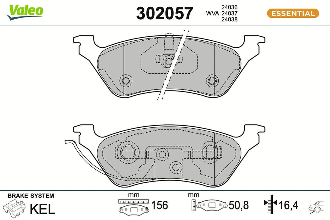 set placute frana,frana disc VALEO ESSENTIAL 302057