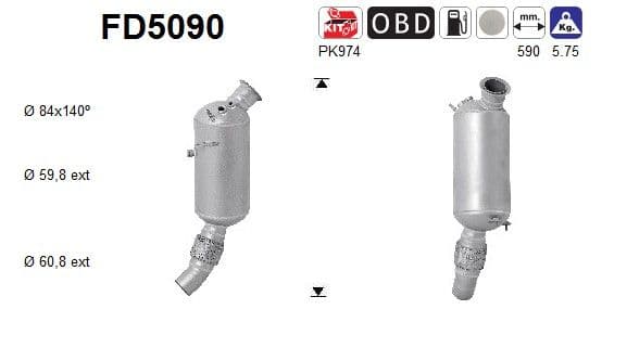 Filtru funingine/particule, sist.de esapament AS FD5090
